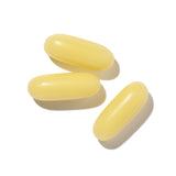 Three yellow capsules for enhanced glutathione absorption in the body.