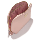 Olivia Quido Pink Faux Leather cosmetic bag on white background as part of the Skin Refining Set