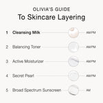 Olivia Quido Skincare Cleansing Milk, Olivia's Guide to Skin Layering, Regimen