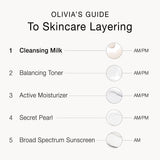 Olivia Quido Skincare Cleansing Milk, Olivia's Guide to Skin Layering, Regimen