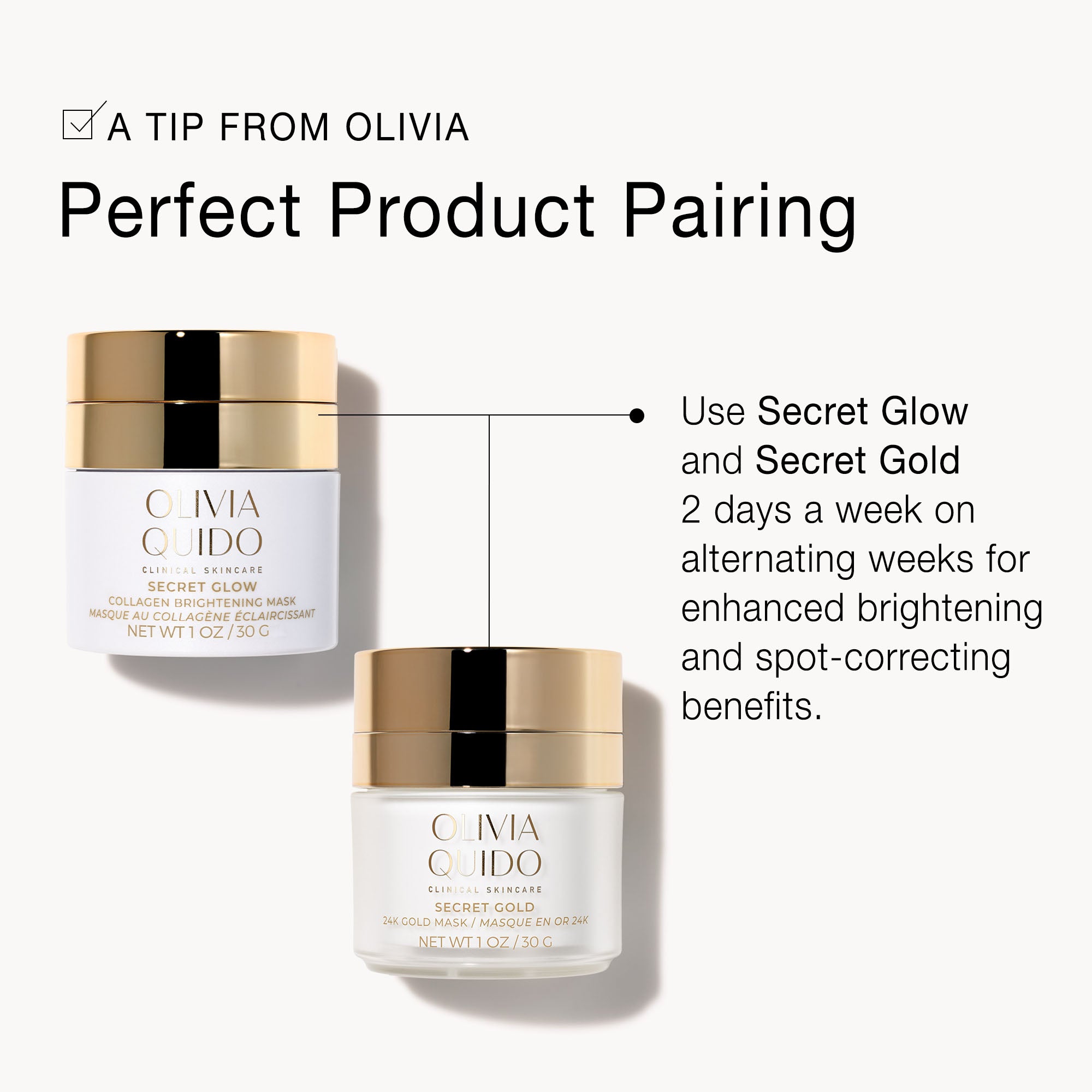 Olivia Quido Skincare Secret Glow Overnight Mask Product Pairing With Secret Gold