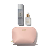 Olivia Quido Skincare Skin Refining Set featuring BHA, Niacinamide and a pink cosmetic bag